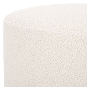 Safavieh Riah Plush Boucle Round Ottoman – Modern Versatile Accent For Living Room, Footrest & Tabletop Use Off White / Black OTT4504A