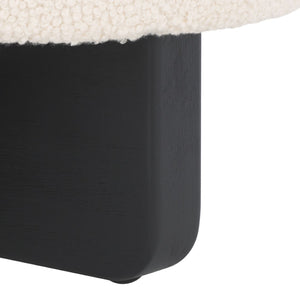 Safavieh Riah Plush Boucle Round Ottoman – Modern Versatile Accent For Living Room, Footrest & Tabletop Use Off White / Black OTT4504A