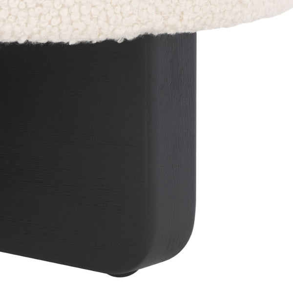 Safavieh Riah Plush Boucle Round Ottoman – Modern Versatile Accent For Living Room, Footrest & Tabletop Use Off White / Black OTT4504A