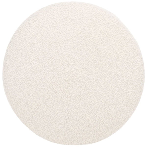 Safavieh Riah Plush Boucle Round Ottoman – Modern Versatile Accent For Living Room, Footrest & Tabletop Use Off White / Black OTT4504A