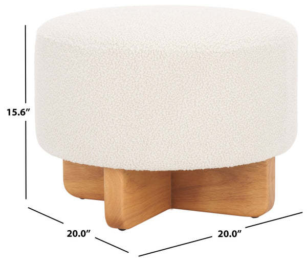 Safavieh Riah Plush Boucle Round Ottoman – Modern Versatile Accent For Living Room, Footrest & Tabletop Use Off White / Natural OTT4504B