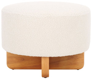 Safavieh Riah Plush Boucle Round Ottoman – Modern Versatile Accent For Living Room, Footrest & Tabletop Use Off White / Natural OTT4504B