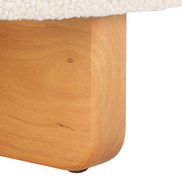 Safavieh Riah Plush Boucle Round Ottoman – Modern Versatile Accent For Living Room, Footrest & Tabletop Use Off White / Natural OTT4504B