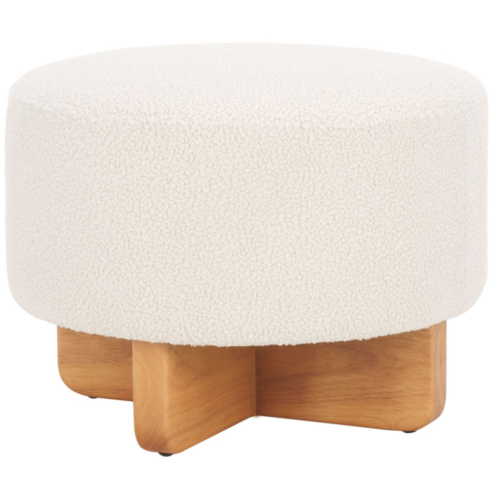 Safavieh Riah Plush Boucle Round Ottoman – Modern Versatile Accent For Living Room, Footrest & Tabletop Use Off White / Natural OTT4504B