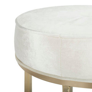 Safavieh Angelea Round Ottoman - Luxurious Velvet Accent With Sculptural Legs For Stylish Living Spaces Beige/Brass OTT6201A