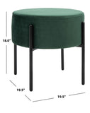 Safavieh Lisbon Round Ottoman Malachite Green / Black OTT6202A