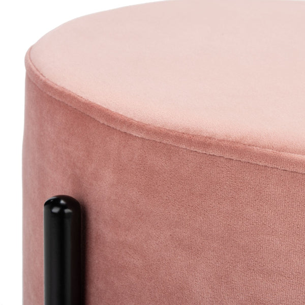 Safavieh Lisbon Round Ottoman In Dusty Rose Velvet – Versatile Seating, Chic Footrest & Glam Accent Piece OTT6202D