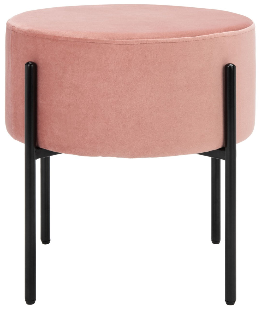 Safavieh Lisbon Round Ottoman In Dusty Rose Velvet – Versatile Seating, Chic Footrest & Glam Accent Piece OTT6202D