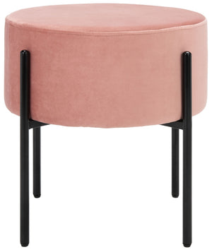 Safavieh Lisbon Round Ottoman In Dusty Rose Velvet – Versatile Seating, Chic Footrest & Glam Accent Piece OTT6202D