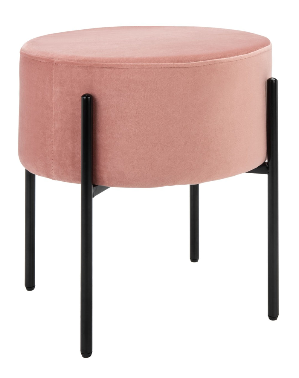 Safavieh Lisbon Round Ottoman In Dusty Rose Velvet – Versatile Seating, Chic Footrest & Glam Accent Piece OTT6202D