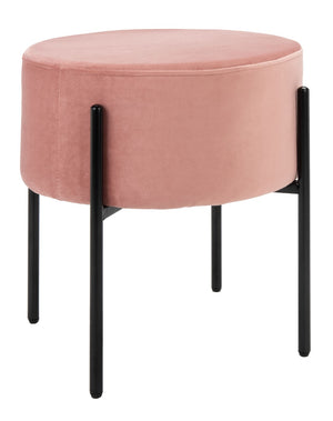 Safavieh Lisbon Round Ottoman In Dusty Rose Velvet – Versatile Seating, Chic Footrest & Glam Accent Piece OTT6202D
