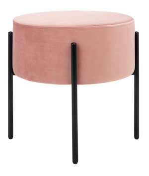 Safavieh Lisbon Round Ottoman In Dusty Rose Velvet – Versatile Seating, Chic Footrest & Glam Accent Piece OTT6202D