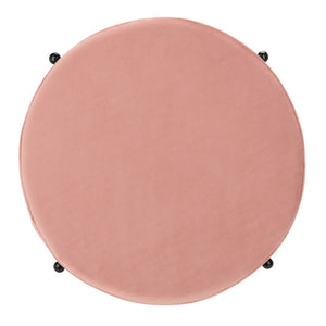 Safavieh Lisbon Round Ottoman In Dusty Rose Velvet – Versatile Seating, Chic Footrest & Glam Accent Piece OTT6202D