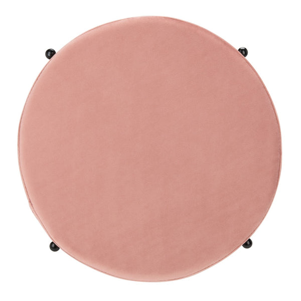Safavieh Lisbon Round Ottoman In Dusty Rose Velvet – Versatile Seating, Chic Footrest & Glam Accent Piece OTT6202D