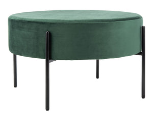 Safavieh Lisbon Round Cocktail Ottoman - Luxurious Velvet Accent For Modern Living Rooms, Multi-Use Design Malachite Green / Black OTT6203A