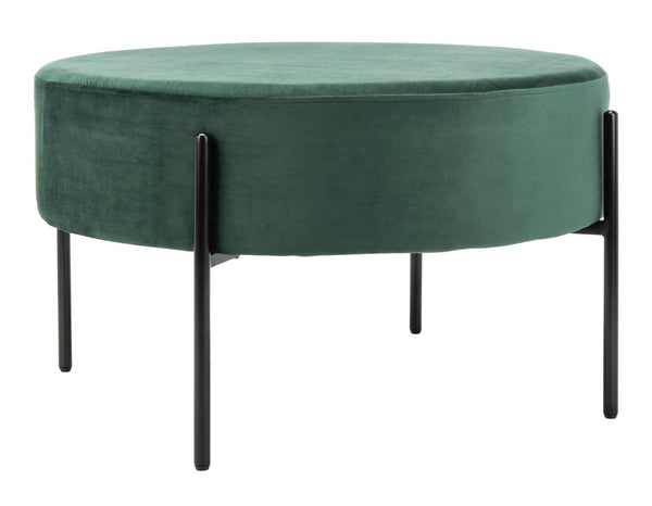 Safavieh Lisbon Round Cocktail Ottoman - Luxurious Velvet Accent For Modern Living Rooms, Multi-Use Design Malachite Green / Black OTT6203A