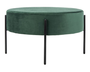 Safavieh Lisbon Round Cocktail Ottoman - Luxurious Velvet Accent For Modern Living Rooms, Multi-Use Design Malachite Green / Black OTT6203A