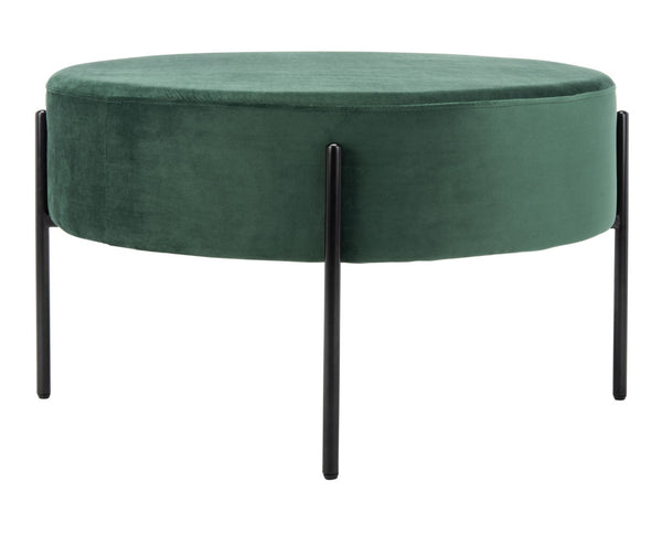 Safavieh Lisbon Round Cocktail Ottoman - Luxurious Velvet Accent For Modern Living Rooms, Multi-Use Design Malachite Green / Black OTT6203A