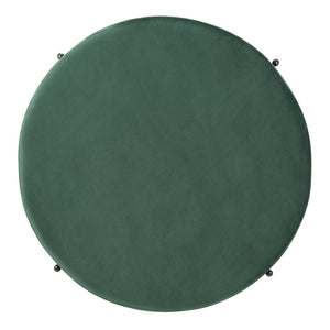 Safavieh Lisbon Round Cocktail Ottoman - Luxurious Velvet Accent For Modern Living Rooms, Multi-Use Design Malachite Green / Black OTT6203A
