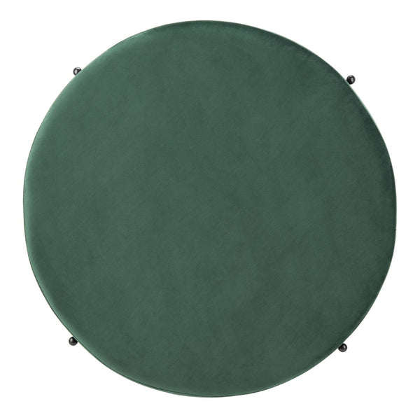 Safavieh Lisbon Round Cocktail Ottoman - Luxurious Velvet Accent For Modern Living Rooms, Multi-Use Design Malachite Green / Black OTT6203A