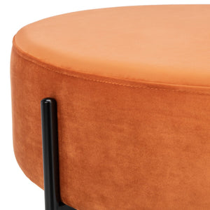 Safavieh Lisbon Round Cocktail Ottoman - Luxurious Velvet Accent For Modern Living Rooms, Multi-Use Design Sienna / Black OTT6203B
