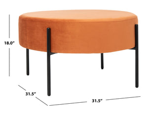 Safavieh Lisbon Round Cocktail Ottoman - Luxurious Velvet Accent For Modern Living Rooms, Multi-Use Design Sienna / Black OTT6203B