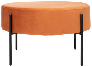 Safavieh Lisbon Round Cocktail Ottoman - Luxurious Velvet Accent For Modern Living Rooms, Multi-Use Design Sienna / Black OTT6203B