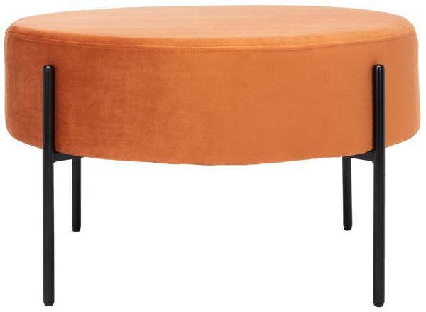 Safavieh Lisbon Round Cocktail Ottoman - Luxurious Velvet Accent For Modern Living Rooms, Multi-Use Design Sienna / Black OTT6203B