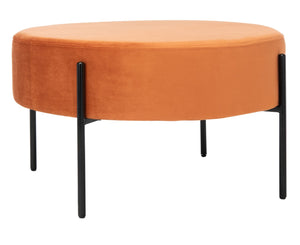 Safavieh Lisbon Round Cocktail Ottoman - Luxurious Velvet Accent For Modern Living Rooms, Multi-Use Design Sienna / Black OTT6203B