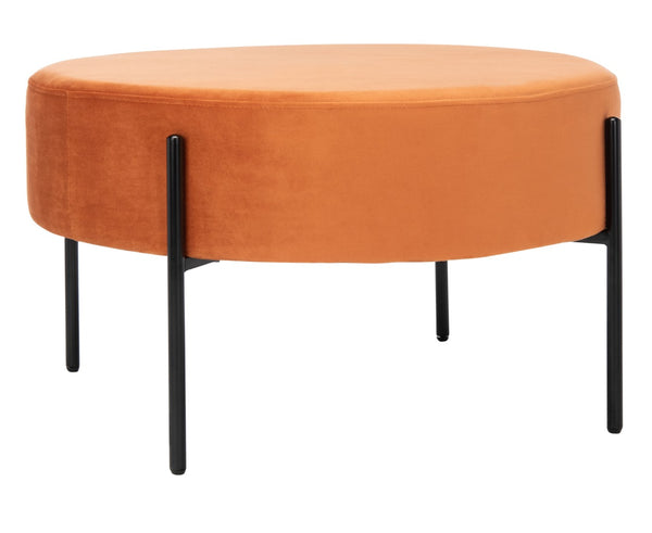 Safavieh Lisbon Round Cocktail Ottoman - Luxurious Velvet Accent For Modern Living Rooms, Multi-Use Design Sienna / Black OTT6203B