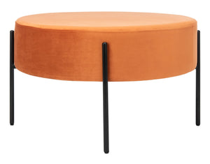 Safavieh Lisbon Round Cocktail Ottoman - Luxurious Velvet Accent For Modern Living Rooms, Multi-Use Design Sienna / Black OTT6203B