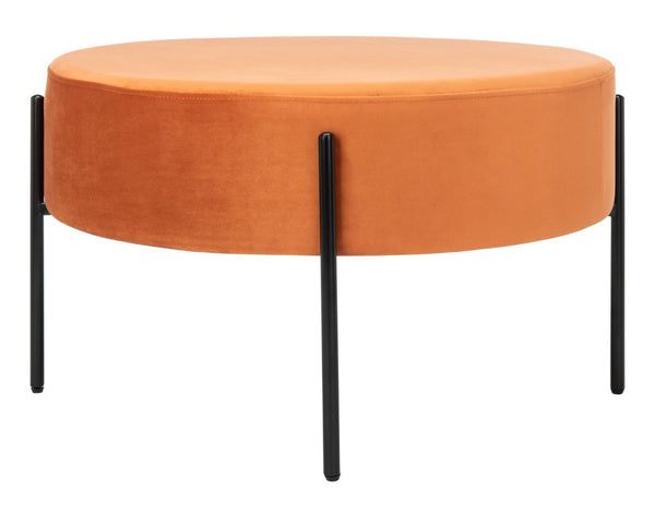 Safavieh Lisbon Round Cocktail Ottoman - Luxurious Velvet Accent For Modern Living Rooms, Multi-Use Design Sienna / Black OTT6203B