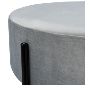 Safavieh Lisbon Round Cocktail Ottoman - Luxurious Velvet Accent For Modern Living Rooms, Multi-Use Design Grey / Black OTT6203C