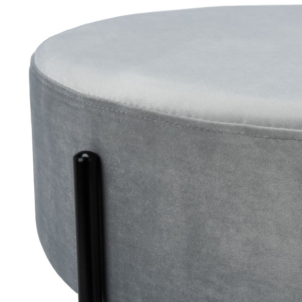 Safavieh Lisbon Round Cocktail Ottoman - Luxurious Velvet Accent For Modern Living Rooms, Multi-Use Design Grey / Black OTT6203C