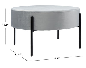 Safavieh Lisbon Round Cocktail Ottoman - Luxurious Velvet Accent For Modern Living Rooms, Multi-Use Design Grey / Black OTT6203C