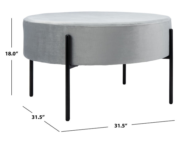 Safavieh Lisbon Round Cocktail Ottoman - Luxurious Velvet Accent For Modern Living Rooms, Multi-Use Design Grey / Black OTT6203C