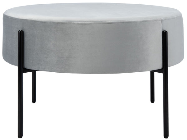 Safavieh Lisbon Round Cocktail Ottoman - Luxurious Velvet Accent For Modern Living Rooms, Multi-Use Design Grey / Black OTT6203C
