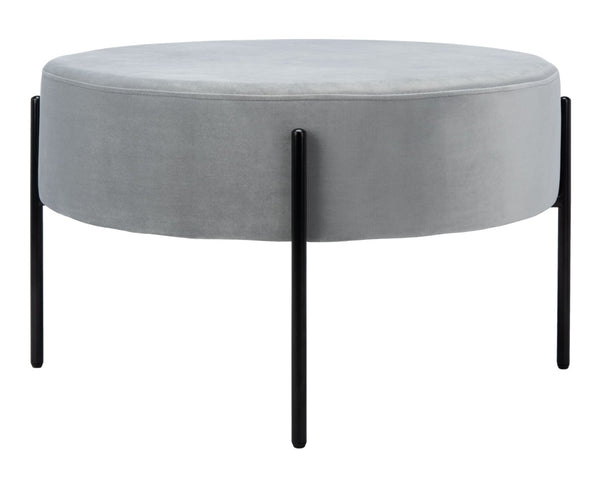 Safavieh Lisbon Round Cocktail Ottoman - Luxurious Velvet Accent For Modern Living Rooms, Multi-Use Design Grey / Black OTT6203C