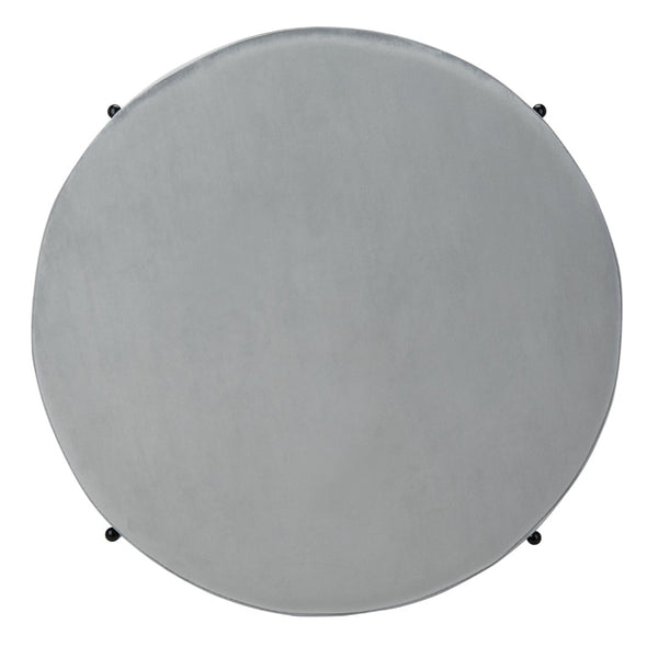 Safavieh Lisbon Round Cocktail Ottoman - Luxurious Velvet Accent For Modern Living Rooms, Multi-Use Design Grey / Black OTT6203C