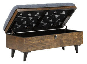 Safavieh Liam Modern Tufted Cocktail Ottoman With Hidden Storage – Stylish Seating & Serving Solution For Any Space Navy / Dark Oak OTT6400B