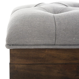 Safavieh Liam Modern Tufted Cocktail Ottoman With Hidden Storage – Stylish Seating & Serving Solution For Any Space Grey / Dark Oak OTT6400C
