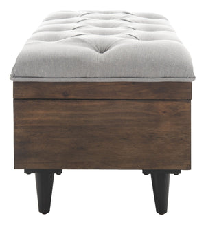Safavieh Liam Modern Tufted Cocktail Ottoman With Hidden Storage – Stylish Seating & Serving Solution For Any Space Grey / Dark Oak OTT6400C