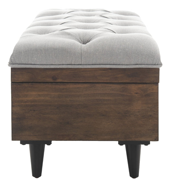 Safavieh Liam Modern Tufted Cocktail Ottoman With Hidden Storage – Stylish Seating & Serving Solution For Any Space Grey / Dark Oak OTT6400C