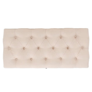 Safavieh Liam Button Tufted Storage Ottoman Linen Upholstery Wood Base Living Room Accent Natural OTT6400D