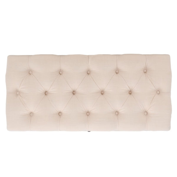 Safavieh Liam Button Tufted Storage Ottoman Linen Upholstery Wood Base Living Room Accent Natural OTT6400D
