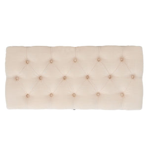 Safavieh Liam Button Tufted Storage Ottoman Linen Upholstery Wood Base Living Room Accent Black OTT6400E