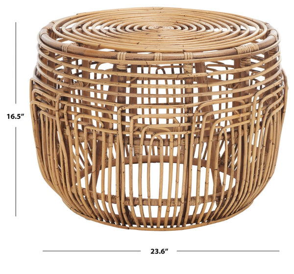 Safavieh Jacana Round Ottoman - Coastal-Chic Rattan Accent Piece For Extra Seating & Stylish Décor Solutions OTT6500A