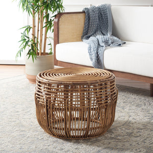 Safavieh Jacana Round Ottoman - Coastal-Chic Rattan Accent Piece For Extra Seating & Stylish Décor Solutions OTT6500A