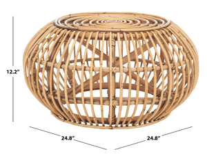 Safavieh Jacynda Round Ottoman - Coastal-Chic Rattan Footrest, Extra Seating & Stylish Low Table In Honey Brown OTT6501A