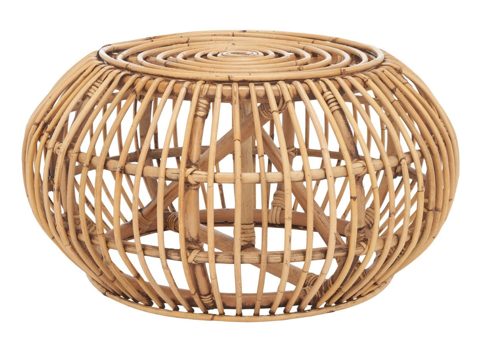 Safavieh Jacynda Round Ottoman - Coastal-Chic Rattan Footrest, Extra Seating & Stylish Low Table In Honey Brown OTT6501A